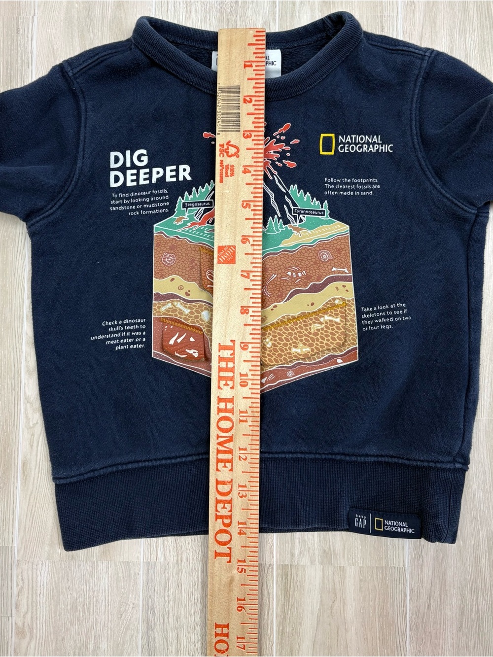 GAP Kids National Geographic Sweatshirt w/ Volcano & Dinosaurs Toddler Size 3 - Picture 6 of 9